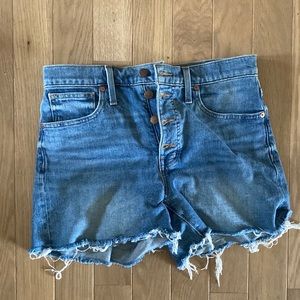 Madewell high rise denim shorts, size 27